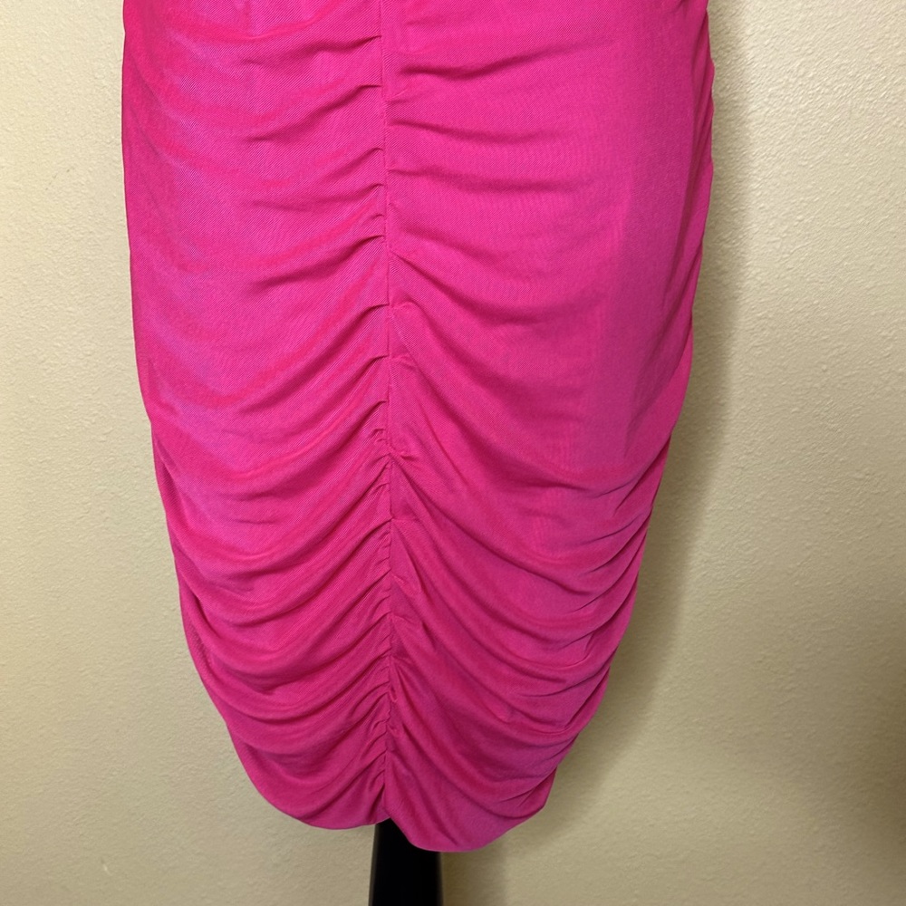 Pink Strapless Ruched Cocktail Dress - Picture 2 of 8